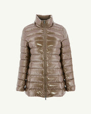 Doudoune mi-longue laquée Grand Froid Taupe Perle