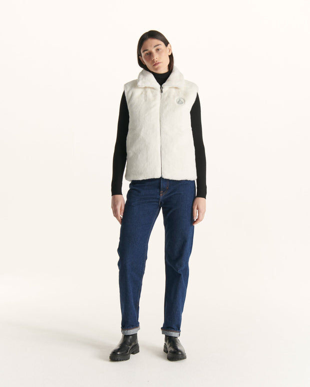Doudoune avec des cristaux Swarovski®️ sans manches réversible Grand Froid Blanc Daria
