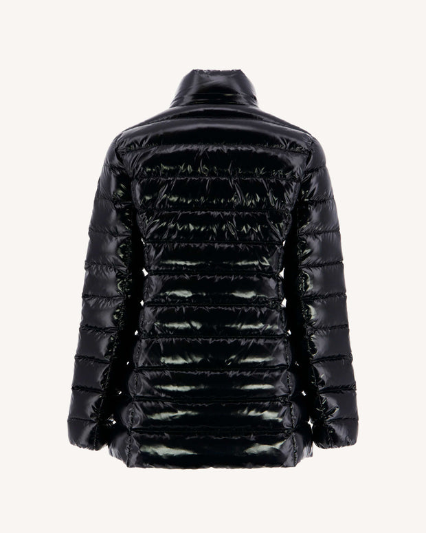 Doudoune mi-longue laquée Grand Froid Noir Perle