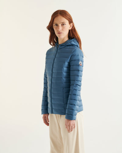 Doudoune légère à capuche Bleu jeans Cloe