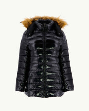 Doudoune mi-longue laquée Grand Froid Noir Perle