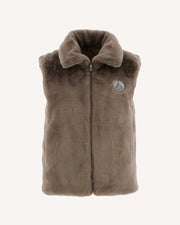 Doudoune avec des cristaux Swarovski®️ sans manches réversible Grand Froid Taupe Daria