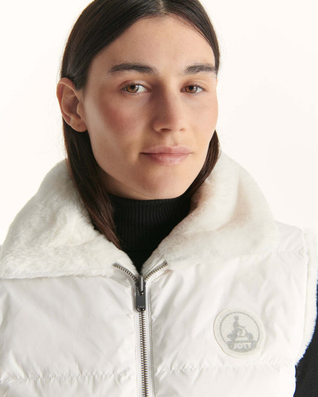 Doudoune avec des cristaux Swarovski®️ sans manches réversible Grand Froid Blanc Daria