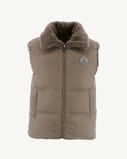 Doudoune avec des cristaux Swarovski®️ sans manches réversible Grand Froid Taupe Daria