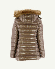 Doudoune mi-longue laquée Grand Froid Taupe Perle