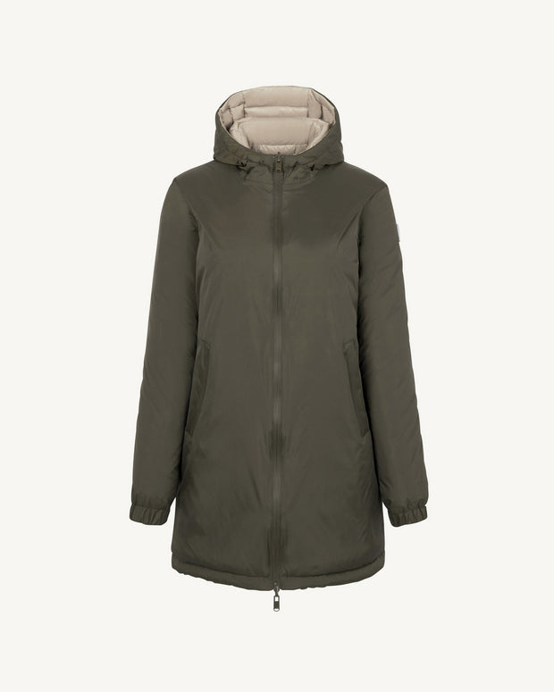 Doudoune longue réversible Army/Beige Roma 2.0
