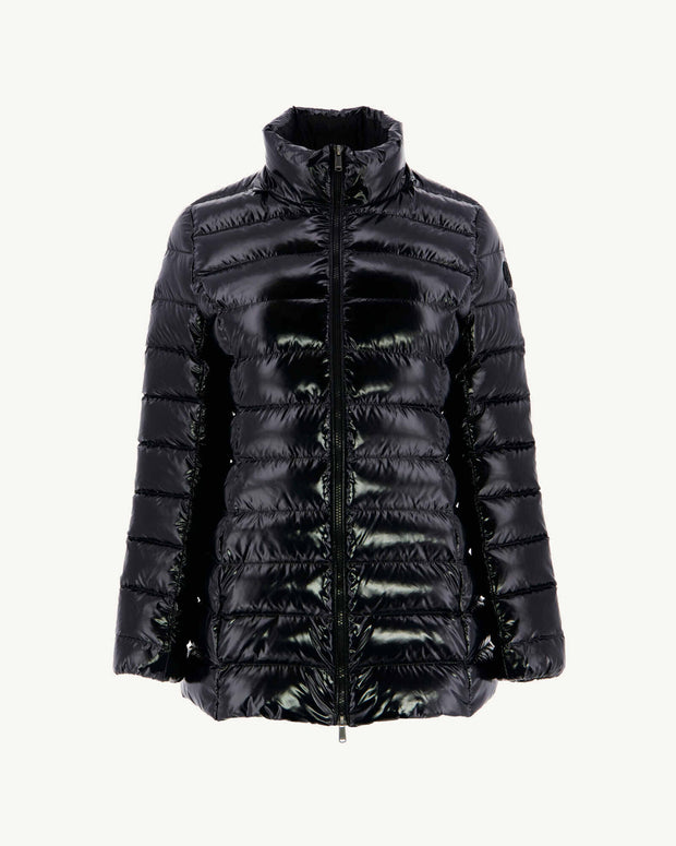Doudoune mi-longue laquée Grand Froid Noir Perle